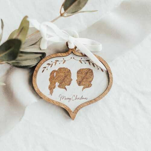 Wooden Family Silhouette Ornaments