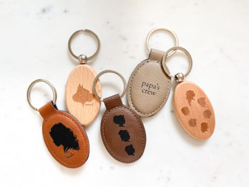 Vegan Leather & Wood Keychains with Silhouettes Engraved