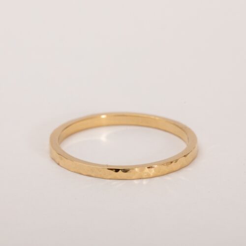 14k Yellow Gold Ring Hammered Band