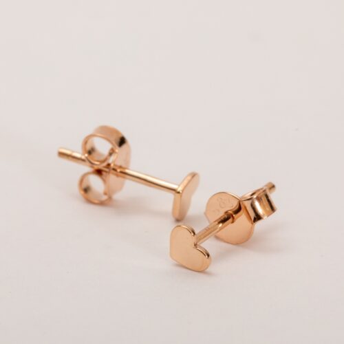 14k Rose Gold Smooth Heart Earring Studs