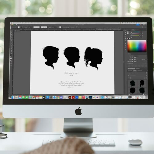 Digital Family Silhouette Illustration