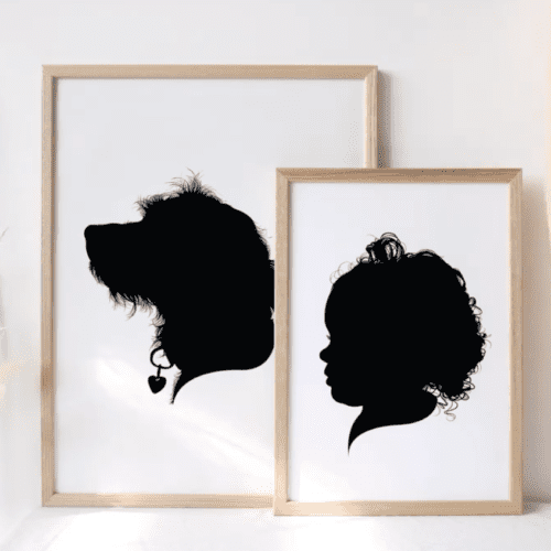 Single Silhouette Illustration Child and Dog